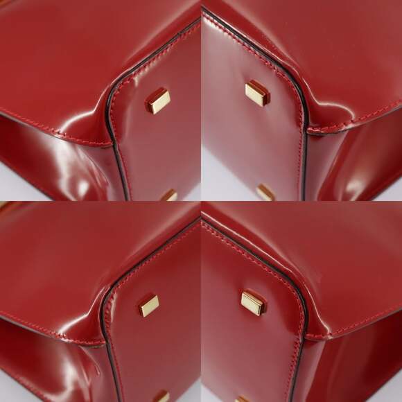 CELINE Hand Bag Patent Leather Red Gold - Picture 10 of 13